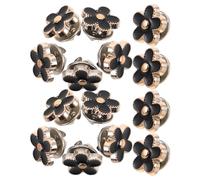 Generic 20pcs Flower Button Covers for Women Shirts and Blouses, No Sew Metal Snap Buttons with Elegant Black Alloy Flower Shape, Portable Wardrobe Malfunction Protection for Different