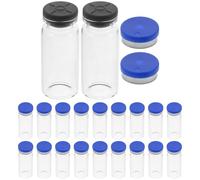 Generic 20pcs Glass Bottles Vials 1.97x0.86x0.86inch Good Sealing Effect Convenient to Transport with Caps for Refill Medical Use