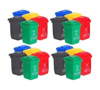 Generic 20pcs Mini Garbage Can Lid Set, Small Dollhouse Trash Bins for Miniature Sorting and Home Desk Decoration, Tiny Waste Basket Model Accessories for Dollhouse Scenes