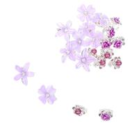 Generic 20pcs Purple Mini Flower Hair Clips Set with Rhinestones, Small Cute Floral Clips for Bangs and Braids, Decorative Hair Accessories for Daily and Party Wear