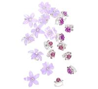 Generic 20pcs Sweet Floral Hair Clips: Small Cute Floral Barrettes For Women And Girls - Mini Rhinestone Headwear Accessories For Bangs Braids Decoration Purple