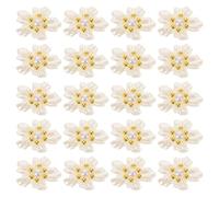 Generic 20pcs White Acrylic Pearl Flower Nail Charms 3D Small Floral Nail Art Accessories for Manicure Decoration and DIY Flower Design