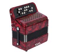 Generic 22 Key 8 Bass Professional Accordian for Beginner,Sensitive Button Reed Instrument, Including 2 Straps and Accordion Bag, and Beginners, ABS + Wood + Metal Material (Red)