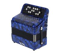 Generic 22 Key Accordian 8 Bass Button Reed Instrument, Easy to Carry, Helps Develop Musical Talent, Suitable for All Ages (Blue)