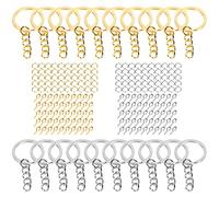 Generic 220Pcs Durable Split Keychain Rings Smooth for DIY Craft Decoration with Keychain Rings Set for Gifts and Artworks Suitable for Family Car Key Chains, Lanyards, Golden/Silver, Iron, 220 Pieces