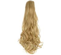 Generic 24 in Blonde Hair Extensions, 24 Inch Long Synthetic High-Temperature Fiber, Wavy Blonde Ponytail Extension with Claw Clip, Instant Style Change for All Hairstyles