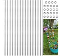 Generic 24-Pack Threaded Rods Plus Studs, Stainless Steel 304, 24Pcs Fully Threaded Rods Also 24Pcs Studs, Right-Hand Threaded 11.8-In For Clamps, Hangers, And Beaded Garden Stakes