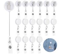 Generic 24 Pcs Adjustable Badge Holders, White Retractable Reel with Swivel Clip for Id Display, Office Staff, Nurses, Students, Events, Pull Cord and Secure Snap Strap