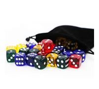 Generic 24PCS Acrylic Dice Set with Translucent Colors for Board Games and Classroom Activities 6 Sided 1.6cm (16mm)