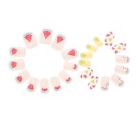 Generic 24pcs False Nails Stickers Full Cover Cartoon Nail Art Decals Watermelon Design Fake Set for Dress Up and Party Use
