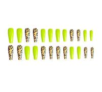 Generic 24pcs Long False Nails for Women Leopard Print Fake Nails Plastic Material with Long Serving Life for Wedding and Christmas Art Design