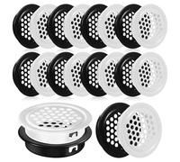 Generic 24pcs Metal Circular Air Vent Covers for Cabinet and Wardrobe Ventilation, Soffit Vent Mesh Grilles in Black and White, Suitable for Home and Furniture Airflow
