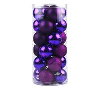 Generic 24Pcs Purple Plastic Christmas Tree Ornaments 6cm Hanging Decorations