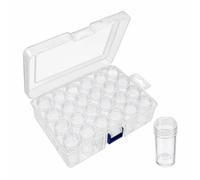Generic 24Pcs Round Bottles No Insert Diamonds Painting Containers Multi Purpose Portable Plastic Case Box with Stickers & Compartments Arts Crafts Storage Bottle for Hardware Rhinestone
