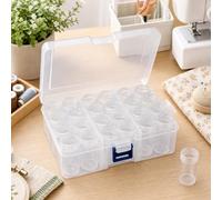 Generic 24Pcs Round Bottles with Insert Diamonds Painting Containers Multi Purpose Portable Plastic Case Box with Stickers & Compartments Arts Crafts Storage Bottle for Hardware Rhinestone