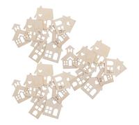 Generic 24pcs Unfinished Wood House Shaped Ornaments for Crafting with Precision Laser Cutting, Beige Wooden Cutouts Suitable for Festive Occasions and Xmas Tree Hanging Decorations