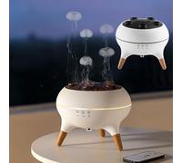 Generic 250ML Volcano Humidifier, Jellyfish Mist Flame Dynamic Diffuser With 2 Mist Modes, White Plastic Essential Oil Diffuser with Remote Control and Auto-off Function for Bedroom Home Office