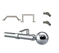 Generic 28mm Metal Bay Window Curtain Pole For Eyelet Curtains Polished Chrome 2.3m 3m 4m Large Osaka Finials (Polished Chrome Venice, 4m Bay Pole (1 x 2m & 2 x 1m Poles))