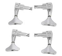 Generic 2L2R Fishtail Shaped Enclosed Bass Tuning Pegs with Fine Workmanship for Rusty Old Peg Replacement, Black Color, Set of 4 for Bass Players (Silver)