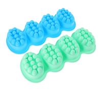 Generic 2pcs 4-Cavity Oval Silicone Soap Molds for Handmade Massage Soap Bars Non-Stick Creative DIY Craft Moulds in Blue and Green for Home Making