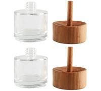 Generic 2pcs 50ml Glass Reed Diffuser Bottles for Essential Oils, Empty Round Aromatherapy Diffuser Vases for Home and Office Fragrance Use