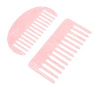 Generic 2pcs Acetate Hair Combs Set Marble Pattern - Wide Tooth Rectangle and Half-Round Pink Hair Picks for Styling and Detangling, Suitable for Women and Bangs Maintenance