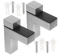 Generic 2pcs Adjustable Glass Shelf Brackets Metal Fixing Support with Screws, Brushed Silver Heavy Duty Wall Mount Floating Glass Shelf Holders for Home and Office