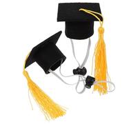 Generic 2pcs Adjustable Pet Graduation Dr Hat with Tassel for Dogs and Small Pets, Comfortable Felt Cloth Dog Caps for Graduation Period and Party Dress