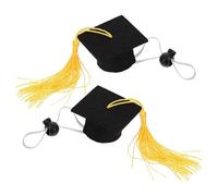 Generic 2pcs Adjustable Yellow Felt Cloth Graduation Party Dog Dr Hat with Tassel, Multi-purpose Comfortable Pet Clothing Accessory for Turtles and Hedgehogs