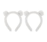 Generic 2pcs Bear Ears Plush Hairband Cute Fuzzy Plush Fabric Headband Gentle on Hair Types Multi-purpose Usage for Birthday Party Women