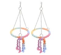 Generic 2pcs Bird Swing Hammock Budgie Perch Stand Parakeet Cage Accessory Parrot Swing Hanging Budgie Swing Budgie Cage Conure Perch Stand Parrot Perch Stand Cotton Rope