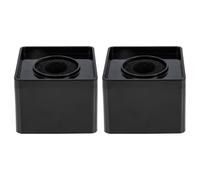 Generic 2pcs Black Abs Square Cube Mic Logo Station for Professional Interviewers, Sturdy and Compact Microphone Protector with Easy Installation, for Outdoor Interview Use