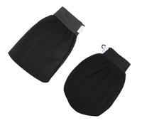 Generic 2pcs Black Exfoliating Bath Gloves for Shower Body Scrubber Mitts Rough and Rounded Edges, Single Layer Bathing Gloves for Dead Skin Removal and Spa Cleansing at Home