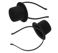 Generic 2PCS Black Mini Top Hat Headband Fascinator, Vintage Roaring 20s Party Costume Hair Accessory for Women, Birthday Tea Party Gothic Victorian Wedding Headpiece