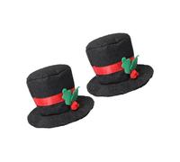 Generic 2pcs Black Velvet Pet Hats for Dogs Adjustable Comfortable Fit Gentle on Pets Skin Stylish Dapper Design for Christmas Holiday an Aisle