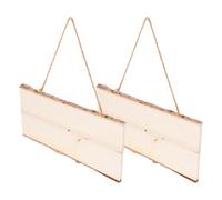 Generic 2pcs Blank Wood Sign Rectangle Hanging Wooden Plaque Rustic Farmhouse Style Light Yellow Wood Boards Easy to Hang Resists Wear and Tear for Commercial Environments and Front Door