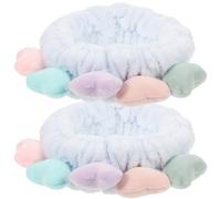Generic 2pcs Blue Heart-shaped Spa Headbands for Women, Comfortable Cloth Stretch Headbands to Keep Hair from Face, Gift for Festivals and Quick Bath