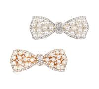 Generic 2pcs Bow Hair Clips for Women with Rhinestone Embellishments, Easy to Put and Remove, Artistic Look Bow Hair Barrettes for Christmas and School Reward