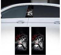 Generic 2Pcs Car Center Pillar Skull Sticker, HD Printed PVC, Gothic Style, Waterproof, Outdoor Use, Skull Pattern, Reusable, Rectangular, Glossy Finish, Car Window Sticker (D)