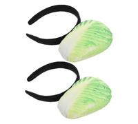 Generic 2pcs Chinese Cabbage Headband Funny Dress Headpiece Novelty Headband Face Headwear Party Hairband Halloween Girl Hair Accessories 3d Vegetable Headband Hoop Light Green Plush