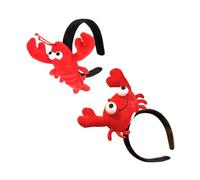Generic 2pcs Cloth Lobster and Crayfish Headbands, Adorable Stuffed Seafood Hair Accessories Hangings, Creative Red Hair Hoops for Halloween and Christmas
