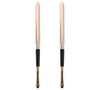 Generic 2pcs Compact Lipstick Brush Retractable Makeup Lip Brush Metal Soft Bristles Controlled Application Portable Makeup Tool for Women Travel Use