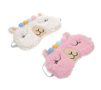 Generic 2pcs Cute Alpaca Sleeping Eye Masks Soft Travel Night Blindfolds for Comfortable Sleep and Nap, Lightweight Eye Covers in White and Pink Random Color