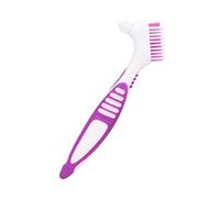 Generic 2pcs Denture Brush Oral Care Toothbrush Plaque Removal for Effective Cleaning, Ergonomic Handle, Purple Plastic 6.5 X 1.2 Inch, Lightweight Portable Denture Users