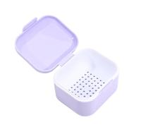 Generic 2PCS Denture Soaking Container Partial Denture Case, Orthodontic Retainer Cleaning Case Denture Cleaner Container Dentures Teeth Cup with Strainer and Lid Waterproof (Purple)