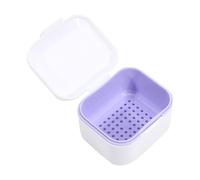 Generic 2PCS Denture Soaking Container Partial Denture Case, Orthodontic Retainer Cleaning Case Denture Cleaner Container Dentures Teeth Cup with Strainer and Lid Waterproof (White)