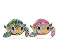 Generic 2Pcs DIY Diamond Art Tabletop Ornaments Reusable Special Gem Rhinestone Mosaic Craft Multi-Purpose Diamonds Art Suncatchers Flowers Gift for Craft Lovers (Cute Cartoon Turtles)