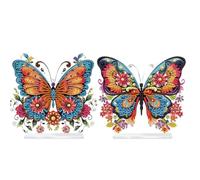 Generic 2Pcs DIY Diamond Art Tabletop Ornaments Reusable Special Gem Rhinestone Mosaic Craft Multi-Purpose Diamonds Art Suncatchers Flowers Gift for Craft Lovers (Colorful Floral Butterflies)