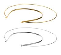 Generic 2pcs Double Layer Alloy Bridal Crown Headbands, Simple Gold Silver Circular Hair Jewelry for Wedding, Party, Prom, Elegant Ring Hair Accessories