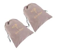 Generic 2pcs Drawstring Velvet Hair Dryer Storage Bags 23x30cm Light Grey Plush Pouch Organizer for Travel and Hotel Use